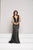 Colors Dress - 1912 Plunging Sheer Beaded Evening Gown in Black
