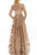 Terani Couture - 1912M9366 Embroidered Long Sleeve A-line Dress In Brown