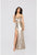 Terani Couture - 1912P8276 Sequined Scoop Sheath Dress In Gold and Neutral