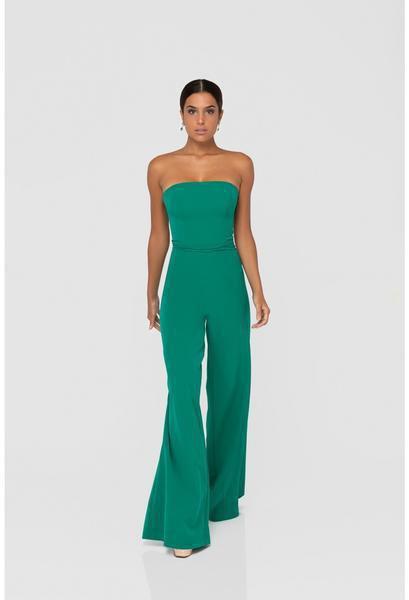 Terani Couture - 1912P8288 Strapless Straight Neck Jumpsuit In Green