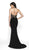 Flair Prom - 19131 Embroidered Illusion Halter Jersey Gown In Black