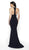Flair Prom - 19132 Embellished Halter Jersey Trumpet Dress In Blue