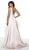 Flair Prom - 19136 Deep V-neck Trumpet Dress With Overskirt In Pink