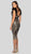 Terani Couture - 1913C9062 Lace and Feathered Plunging V-neck Dress In Black and Gold