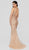 Terani Couture - 1913E9227 Embellished Deep V-neck Sheath Dress In Pink and Neutral