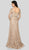 Terani Couture - 1913E9229 Embellished Lace Long Sleeve A-line Dress In Gold and Neutral