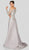 Terani Couture - Embroidered Off-Shoulder Long Sleeve Dress 1913E9230 In Silver and Neutral