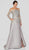 Terani Couture - Embroidered Off-Shoulder Long Sleeve Dress 1913E9230 In Silver and Neutral