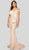 Terani Couture - 1913E9247 Lace Off-Shoulder Sheath Dress With Train In Neutral