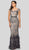 Terani Couture - 1913E9250 Embellished Illusion Bateau Feathered Dress In Gray and Neutral