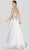 Terani Couture - 1913E9285 Embroidered Illusion Neck A-line Gown In Silver and Nude