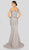 Terani Couture - 1913GL9586 Embellished Off-Shoulder Trumpet Dress In Nude and Silver