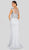 Terani Couture - 1913M9398 Cap Sleeve Blossom Appliqued Sheath Gown In Silver