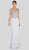 Terani Couture - 1913M9398 Cap Sleeve Blossom Appliqued Sheath Gown In Silver