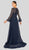 Terani Couture - 1913M9403 Glitter Mesh Long Sleeve Formal Dress In Blue and Purple