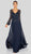 Terani Couture - 1913M9403 Glitter Mesh Long Sleeve Formal Dress In Blue and Purple