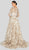 Terani Couture - 1913M9408 Quarter Sleeve Embroidered Sheer Ballgown In Neutral