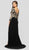 Terani Couture - 1913M9437 Embellished Bateau Sheath Dress With Slit In Black and Multi-Color