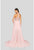 Terani Couture - 1913P8298 Sheer High Halter Evening Dress In Pink
