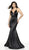 Flair Prom - 19142 Sleeveless V Neck Satin Jersey Mermaid Dress In Black
