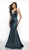 Flair Prom - 19142 Sleeveless V Neck Satin Jersey Mermaid Dress In Green
