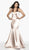 Flair Prom - 19143 Plunging Halter Neckline Satin Jersey Mermaid Gown In Nude