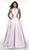 Flair Prom - 19148 Plunging High Halter Mikado Ballgown In Pink