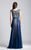 La Femme - 19150 Lustrous Lace Embellished Evening Gown In Blue
