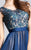 La Femme - 19150 Lustrous Lace Embellished Evening Gown In Blue