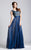La Femme - 19150 Lustrous Lace Embellished Evening Gown In Blue