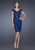 La Femme - 19167 Scalloped V-Neck Lace Cocktail Dress In Blue