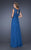 La Femme - 19179 Jeweled V-neck A-line Dress In Blue