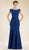 Rina Di Montella - RD1919 Lace Applique Scalloped Bateau Trumpet Dress in Blue