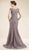 Rina Di Montella - RD1919 Lace Applique Scalloped Bateau Trumpet Dress in Gray
