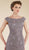 Rina Di Montella - RD1919 Lace Applique Scalloped Bateau Trumpet Dress in Gray