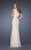 La Femme - 19191 Sleeveless V Neck Lace Sheath Long Gown In Neutral