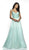 Flair Prom - 19201 Applique Deep V-neck  Tulle Ballgown In Green