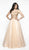 Flair Prom - 19201 Applique Deep V-neck  Tulle Ballgown In Orange