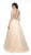 Flair Prom - 19201 Applique Deep V-neck  Tulle Ballgown In Orange