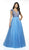 Flair Prom - 19204 Embellished Deep Sweetheart Tulle Ballgown In Blue