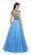 Flair Prom - 19204 Embellished Deep Sweetheart Tulle Ballgown In Blue