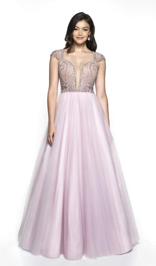 Flair Prom - 19204 Embellished Deep Sweetheart Tulle Ballgown In Purple
