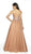 Flair Prom - 19205 Embellished Illusion Bateau Tulle Ballgown In Pink and Brown
