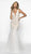 Blush by Alexia Designs - Embellished Illusion Plunging Neck Tulle Trumpet Dress 19213 In White and Neutral