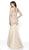 Flair Prom - 19213 Embellished Deep V-neck Tulle Trumpet Dress In Pink and Neutral