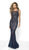 Flair Prom - 19214 Embellished Illusion Bateau Tulle Trumpet Dress In Blue and Neutral