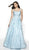 Flair Prom - 19216 Lace Applique Tulle A-line Dress In Blue