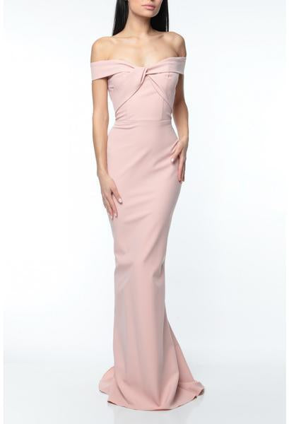 Terani Couture - 1921B0708 Off The Shoulder Fitted Sheath Gown In Pink