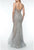 Terani Couture - 1921GL0621 Bead Textured Plunging V-Neck Trumpet Gown