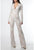 Terani Couture - 1921GL0627 Plunging V Neck Lace Jumpsuit In White